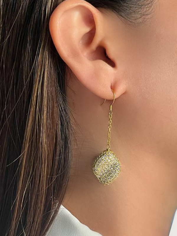 Natasha Nugget Dangle Earrings in 18K Gold Plated Sterling Silver