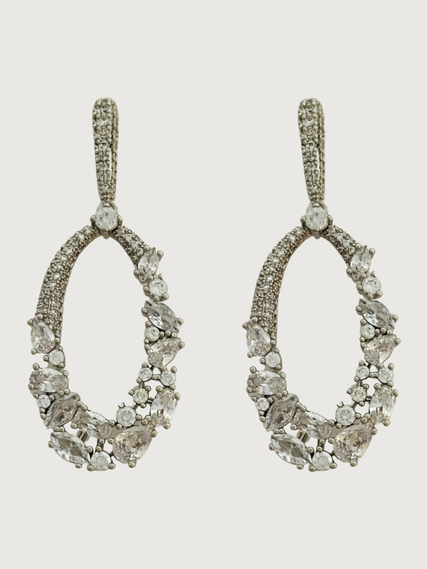 Paula Dangle Earrings in Rhodium Plated Metal