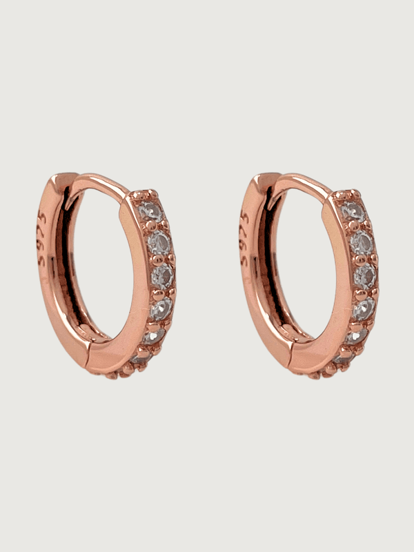 Lana Huggie Hoop Earrings in Sterling Silver with 18K Rose Gold Plating