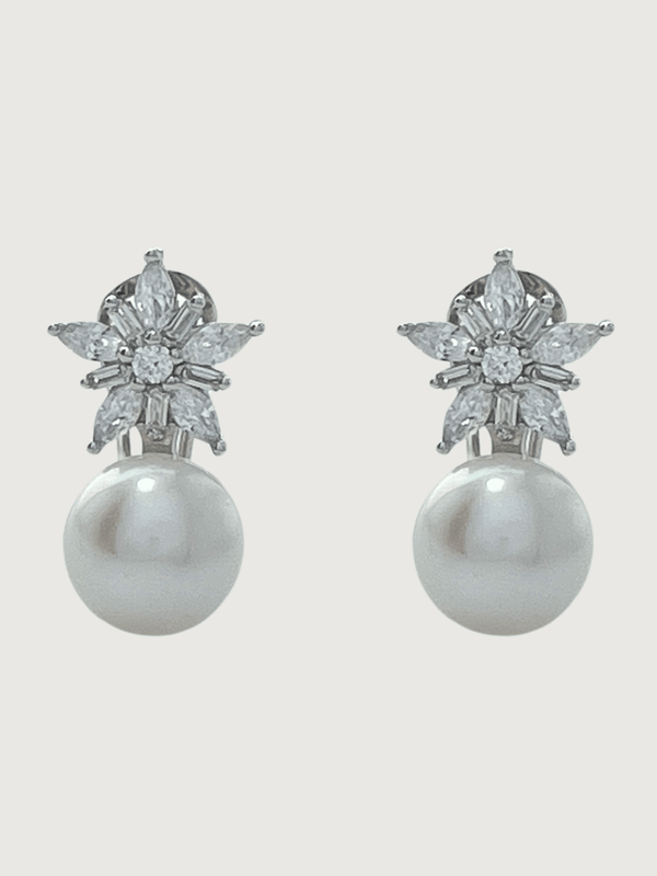 Belle Pearl Drop Earrings in Sterling Silver