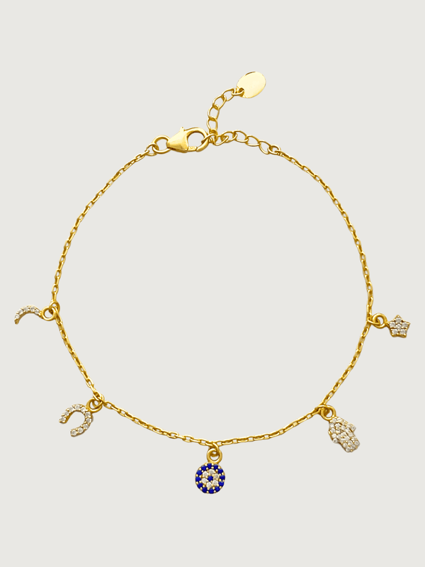 Rayan Charm Bracelet in 18k Gold Plated Sterling Silver