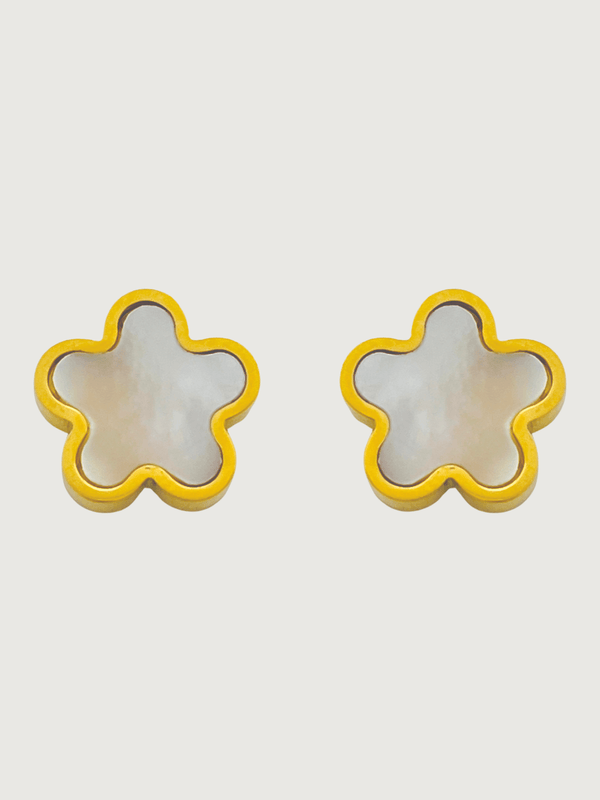 Freya Flower Stud Earrings in 18k Gold-Plated Metal