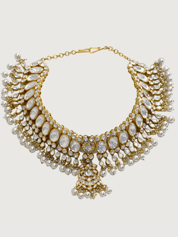 Naisha Kundan Polki with Pearls Choker Necklace