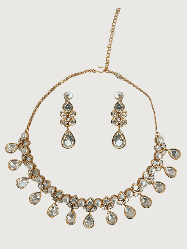 Komal Kundan Polki Necklace and Drop Earrings Set