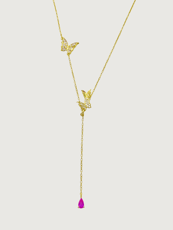 Astrid Lariat Necklace in 18K Gold Plated Sterling Silver