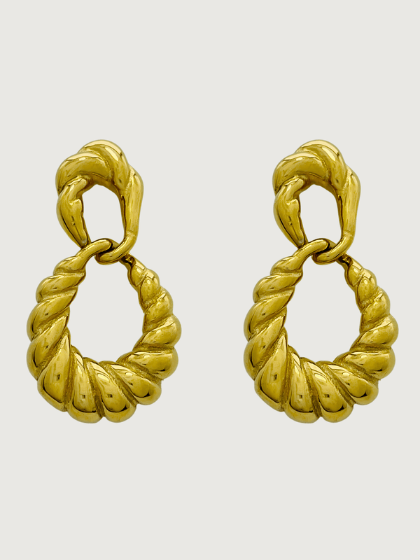 Lorraine Croissant Dangle Earrings in 18k Gold Plated Metal