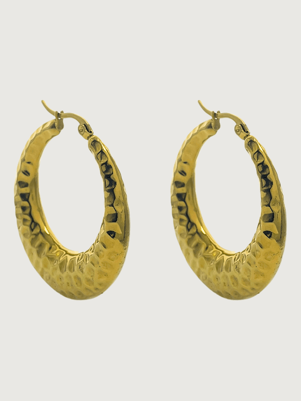 Mona Hammered Hoops in 18K Gold Plated Metal