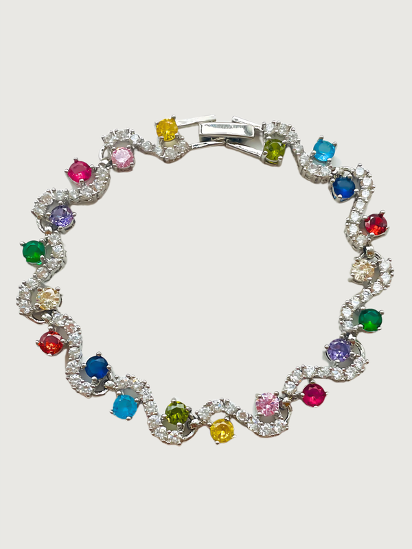 Sierra Multicolor Bracelet in Rhodium Plated Metal