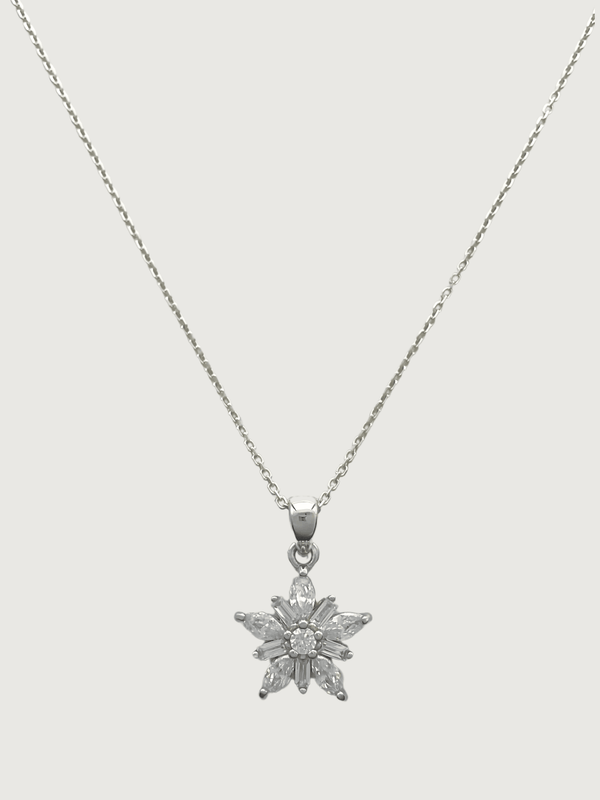 Belle Snowflake Necklace in Sterling Silver