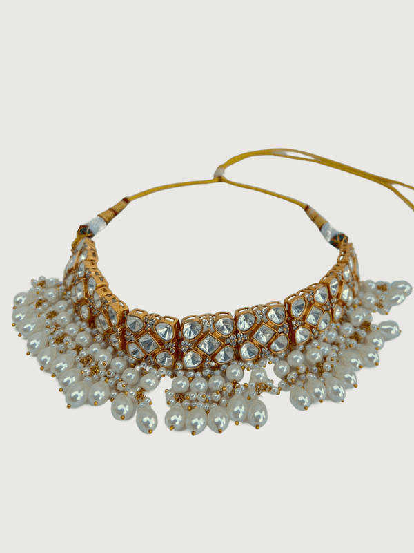 Khushi Kundan Polki Choker Necklace and Drop Earrings Set