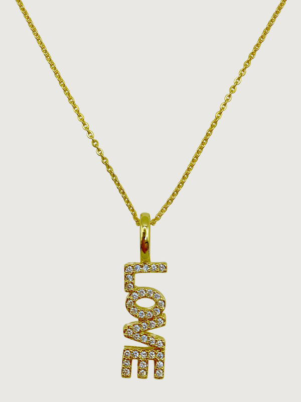 Love Pendant Necklace in 18k Gold Plated Sterling Silver