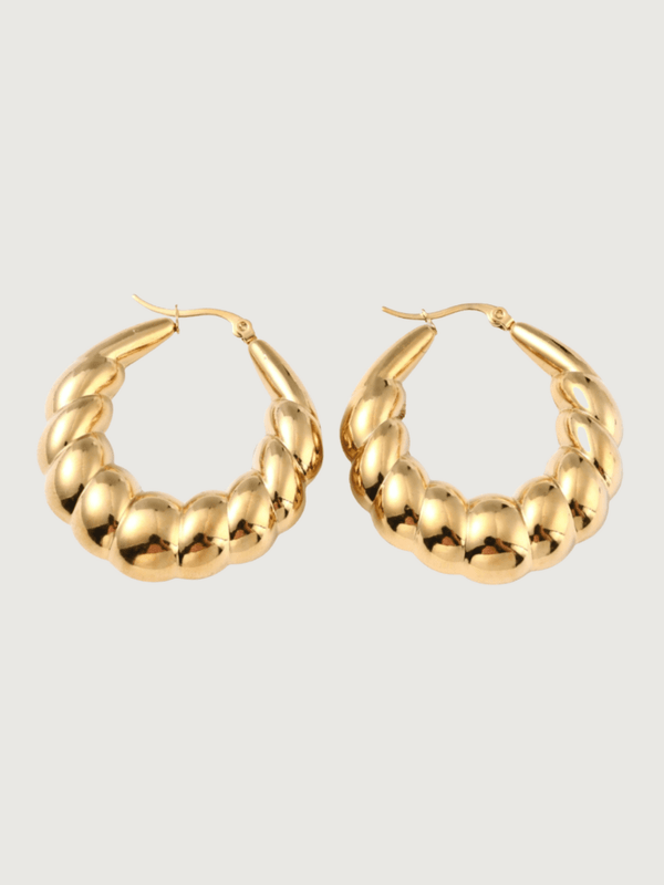 Aisha Croissant Hoop Earrings in 18K Gold Plated Metal