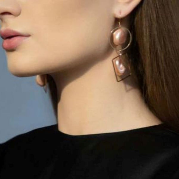 Dana Earrings with Keshi Pearl - Rose Gold The Jewels Jar 